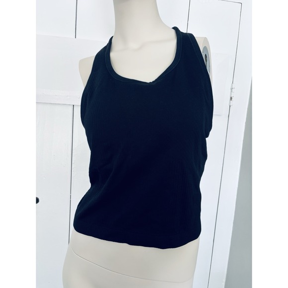 90 Degree By Reflex Tops - 90 Degree by Reflex Womens XL Black Seamless Ribbed Racerback Crop Tank Top
